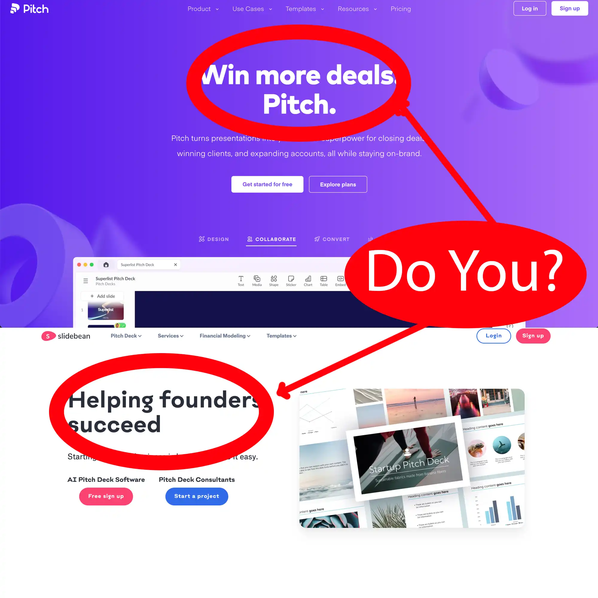 pitch.com vs slidebean vs startup73.com